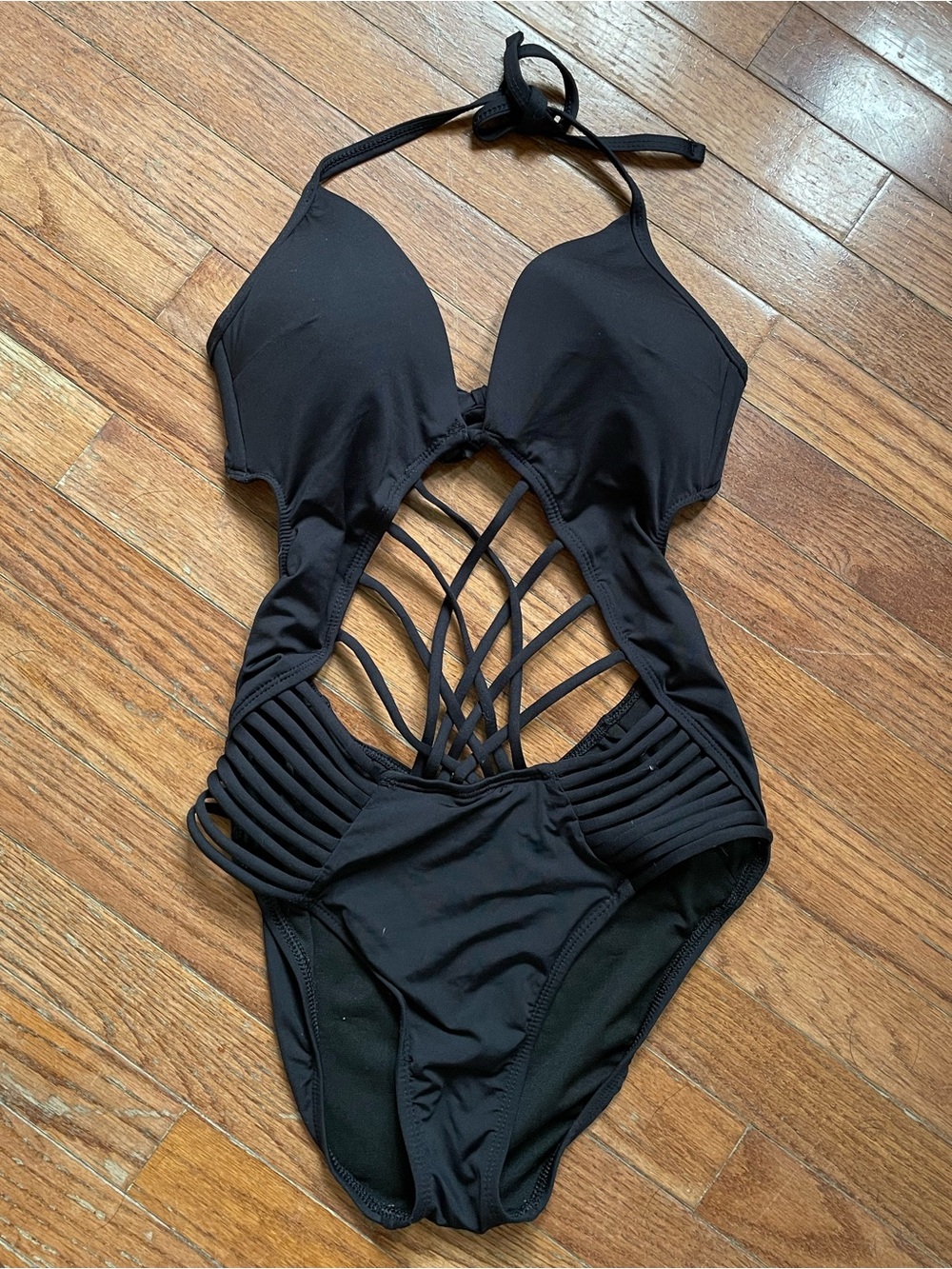 Kenneth Cole Women’s Black Strappy One-Piece Swimsuit - Picture 3 of 6